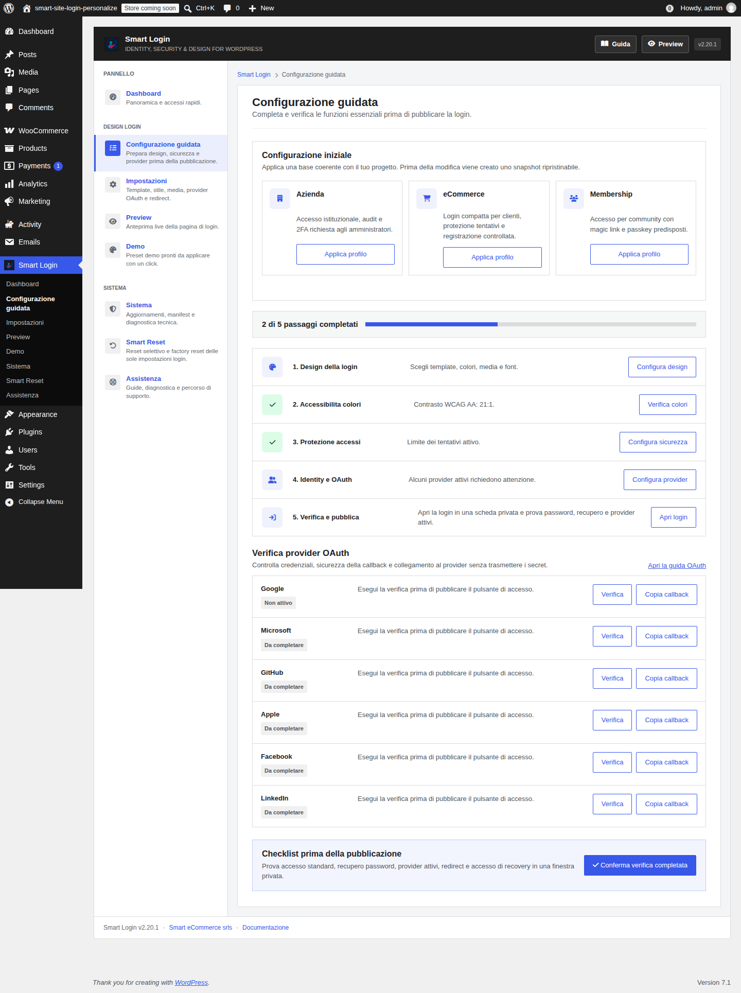 Smart Login guided setup